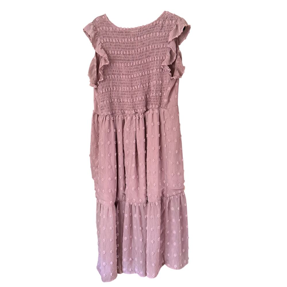 Arula Purple Clip Swiss Dot Tiered Semi Sheer Midi Dress Sz 1X (A) Cottage Boho - Picture 8 of 13